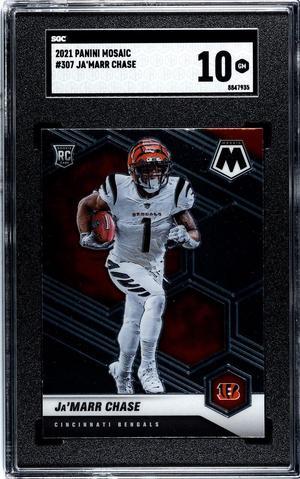 Ja'Marr Chase 2021 Panini Mosaic Rookie Card (RC) #307- SGC Graded 10 Gem Mint (Cincinnati Bengals)