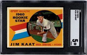 Jim Kaat 1960 Topps Rookie Card (RC) #136- SGC Graded 5 EX (Washington Senators)