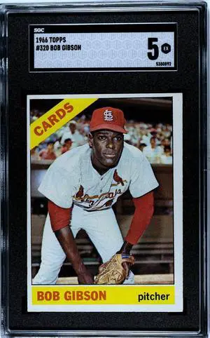 Bob Gibson 1966 Topps Baseball Card #320- SGC Graded 5 EX (St. Louis Cardinals)