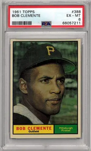 Roberto/Bob Clemente 1961 Topps Baseball Card #388- PSA Graded 6 EX-MT (Pittsburgh Pirates)