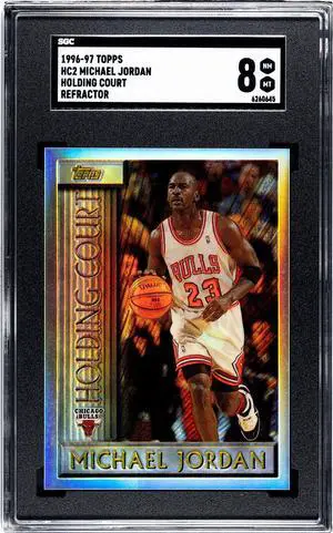 Michael Jordan 1996-97 Topps Holding Court Refractor Card #HC2- SGC Graded 8 NM-MT (Chicago Bulls)