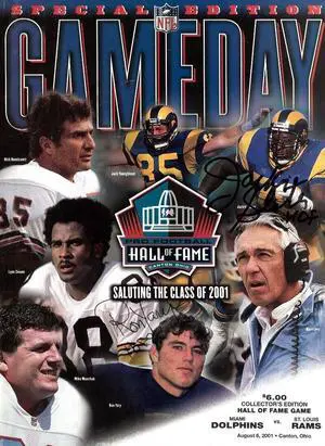 Jackie Slater/Ron Yary Dual Signed 2001 Pro Football HOF Gameday Magazine/Program 08-06-01 Canton Ohio-COA (LA Rams/Vikings/HOF)