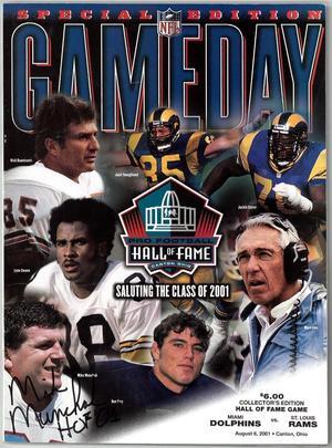 Mike Munchak signed Class Of 2001 Pro Football HOF Gameday Magazine/Program imperfect- COA (Houston Oilers/HOF)