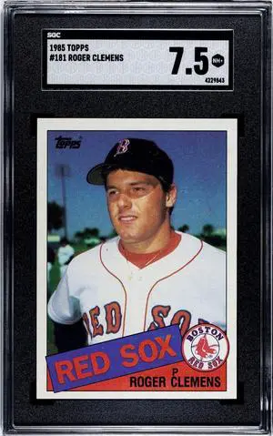 Roger Clemens 1985 Topps Baseball Rookie Card (RC) #181- SGC Graded 7.5 NM+ (Boston Red Sox)