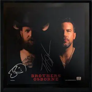 Brothers Osborne signed 2023 Self Titled 11x11 Art Card/Album Cover/LP/Vinyl Record w/Custom Framing- 2 sig- COA