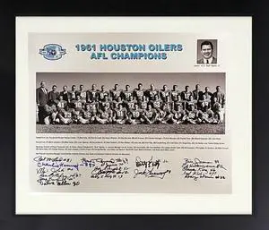 1961 Houston Oilers AFL Champions 50th Anniversary 16x20 Team Signed Photo -19 Sigs Custom Framing -Beckett McLeod/Groman