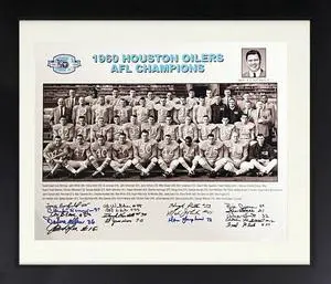 1960 Houston Oilers AFL Champions 16x20 Team Photo-17 Sigs Custom Framing  Beckett Review Groman/Jamison/Allen/Johnson/Lanphear
