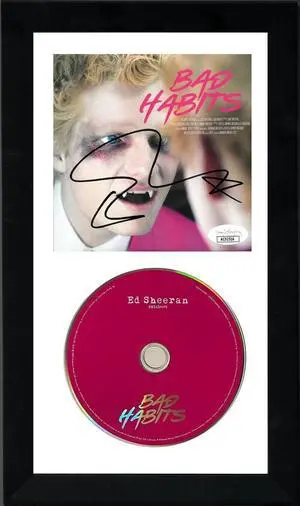Ed Sheeran signed 2021 Bad Habits Atlantic Records CD Single Cover w/ CD 6.5x12 Custom Framing- JSA #AC92516