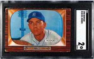 Gil Hodges 1955 Bowman Baseball Card #158- SGC Graded 2 Good (Brooklyn Dodgers)