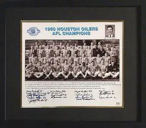 1960 Houston Oilers AFL Champions 16x20 Team Photo -16 Sigs Custom Framing -NFL/PSA #2N73525 (RARE/Charlie Hennigan/Bill Groman)