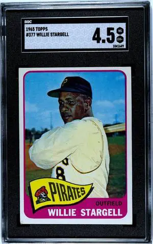Willie Stargell 1965 Topps Baseball Card #377- SGC Graded 4.5 VG-EX+ (Pittsburgh Pirates)