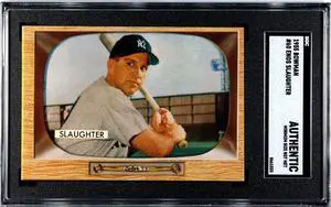 Enos Slaughter 1955 Bowman Baseball Card #60- SGC Slabbed Authentic (Min Size/New York Yankees)