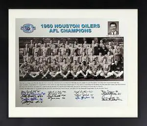 1960 Houston Oilers AFL Champions 16x20 Team Signed Photo-16 Sigs  Custom Framing BECKETT-Banfield/Milstead/Kendall