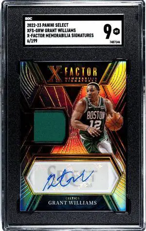Grant Williams 2022-23 Panini Select X-Factor Memorabilia Signatures Card #XFS-GRW- /199- SGC Graded 9 MT (Boston Celtics)