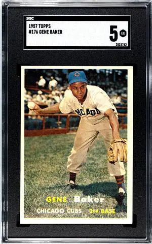 Gene Baker 1957 Topps Baseball Card #176- SGC Graded 5 EX (Chicago Cubs)