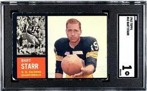 Bart Starr 1962 Topps Card #63- SGC Graded 1 Poor (Green Bay Packers)