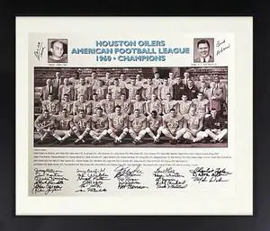 1960 Houston Oilers AFL Champions 16x20 Team Signed Photo -27 Sigs Custom Framing Beckett (RARE/K.S.Bud Adams/Orville Trask