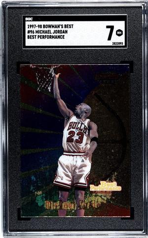 Michael Jordan 1997-98 Bowman's Best Performance Card #96- SGC Graded 7 NM (Chicago Bulls)