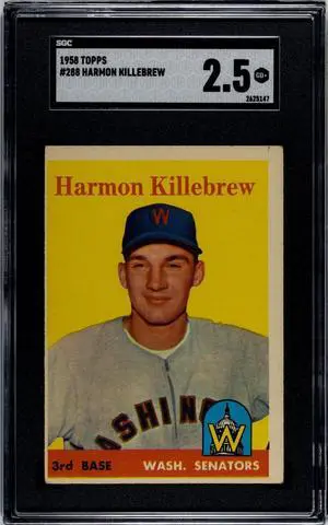 Harmon Killebrew 1958 Topps Baseball Card #288- SGC Graded 2.5 Good+ (Washington Senators)