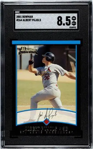 Albert Pujols 2001 Bowman Rookie Baseball Card #264- SGC Graded 8.5 NM-MT+ (St. Louis Cardinals)