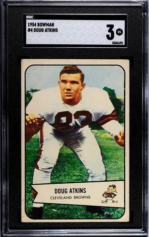 Doug Atkins 1954 Bowman Rookie Card (RC) #4- SGC Graded 3 VG (Chicago Bears)