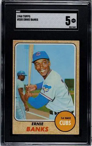 Ernie Banks 1968 Topps Baseball Card #355- SGC Graded 5 EX (Chicago Cubs)