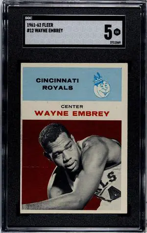 Wayne Embrey 1961-62 Fleer Rookie Card (RC) #12- SGC Graded 5 EX (Cincinnati Royals)
