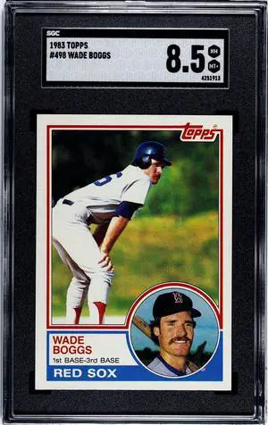 Wade Boggs 1983 Topps Baseball Rookie Card (RC) #498- SGC Graded 8.5 NM-MT+ (Boston Red Sox)