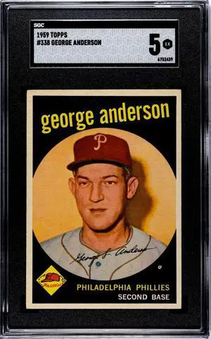 George/Sparky Anderson 1959 Topps Baseball Rookie Card (RC) #338- SGC Graded 5 EX (Centered/Philadelphia Phillies)