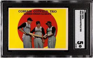 Bob/Roberto Clemente 1959 Topps Corsair Outfield Trio Card #543- SGC Graded 5 EX (Pittsburgh Pirates/Bob Skinner/Bill Virdon)