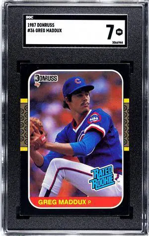Greg Maddux 1987 Donruss Baseball Rookie Card (RC) #36- SGC Graded 7 NM (Chicago Cubs)