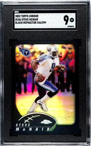 Steve McNair 2002 Topps Chrome Black Refractor Card #106- /599- SGC Graded 9 Mint (Tennessee Titans)