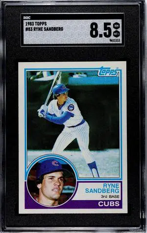 Ryne Sandberg 1983 Topps Rookie Card (RC) #83- SGC Graded 8.5 NM-MT+ (Chicago Cubs)