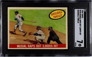 Stan Musial 1959 Topps Raps Out 3000th Hit Baseball Thrills Card #470- SGC Graded 7 NM (St. Louis Cardinals)