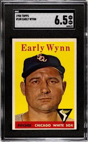 Early Wynn 1958 Topps Baseball Card #100- SGC Graded 6.5 EX-NM+ (White Team Letters/Chicago White Sox)