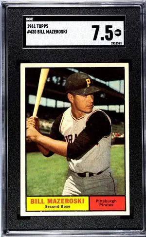 Bill Mazeroski 1961 Topps Baseball Card #430- SGC Graded 7.5 NM+ (Pittsburgh Pirates/HOF)