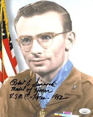Robert Simanek signed Korean War Vintage 8x10 Photo- JSA #AC92767- Medal of Honor/USMC Korea 1952