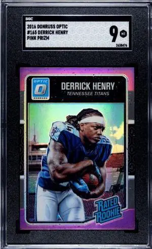 Derrick Henry 2016 Donruss Optic Pink Prizm Rated Rookie Card (RC) #165- SGC Graded 9 Mint (Tennessee Titans)