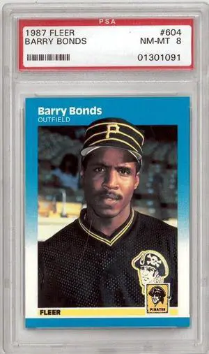 Barry Bonds 1987 Fleer Rookie Card (RC) #604- PSA Graded 8 NM-MT (Pittsburgh Pirates)