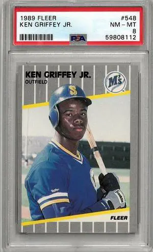 Ken Griffey, Jr. 1989 Fleer Rookie Card (RC) #548- PSA Graded 8 NM-MT (Seattle Mariners/HOF)