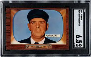 Thomas Gorman 1955 Bowman Baseball Rookie Card (RC) #293- SGC Graded 6.5 EX-NM+ (Umpire/National League)