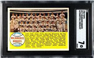 1958 Topps Milwaukee Braves Alphabetical Checklist Baseball Card #377- SGC Graded 7 NM