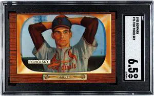 Tom Poholsky 1955 Bowman Baseball Card #76- SGC Graded 6.5 EX-NM+ (St. Louis Cardinals)