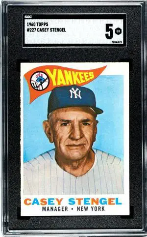 Casey Stengel 1960 Topps Baseball Card #227- SGC Graded 5 EX (New York Yankees/Manager/HOF)