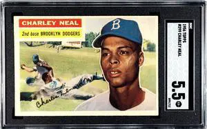 Charley Neal 1956 Topps Baseball Card #299- SGC Graded 5.5 EX+ (Brooklyn Dodgers)