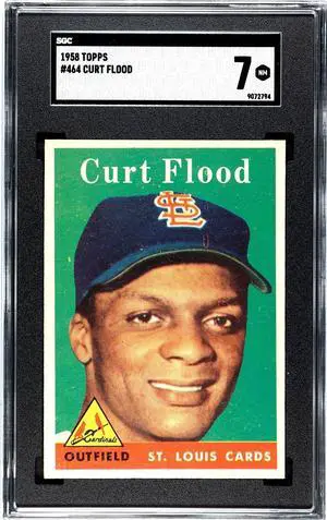 Curt Flood 1958 Topps Baseball Rookie Card (RC) #464- SGC Graded 7 NM (St. Louis Cardinals)