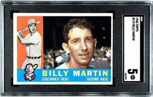 Billy Martin 1960 Topps Baseball Card #173- SGC Graded 5 EX (Cincinnati Reds)