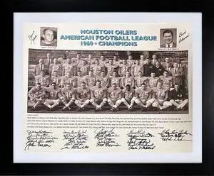 1960 Houston Oilers AFL Champions 16x20 Team Photo -27 Sigs Custom Framing (RARE/Bud Adams/Orville Trask)- Beckett Review