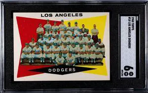 1960 Topps Los Angeles Dodgers Team Baseball Card #18- SGC Graded 6 EX-NM
