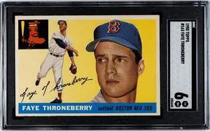 Faye Throneberry 1955 Topps Baseball Card #163- SGC Graded 6 EX-NM (Boston Red Sox)
